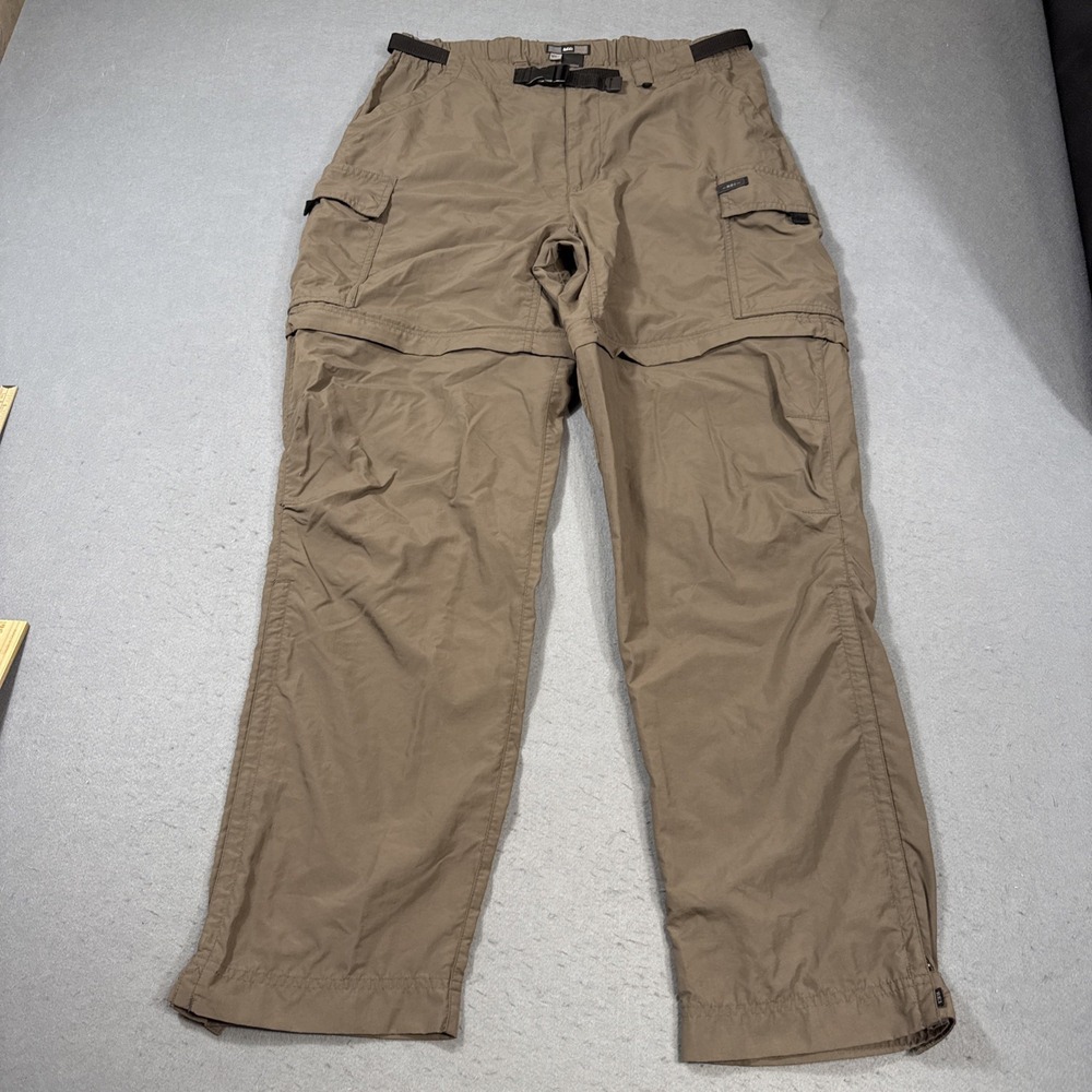 PANTS CONVERTIBLE CARGO BELTED REI Womans 12 Nylon UPF 50+ Khaki Hiking Camping